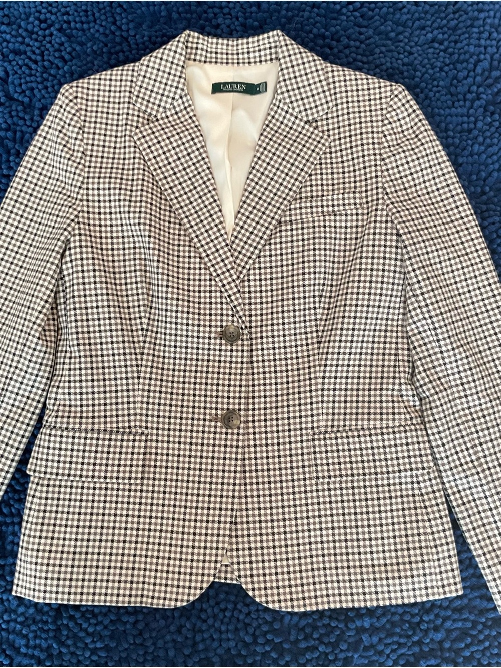 Lauren Ralph Lauren Brown Black and Cream Check Blazer-NWOT